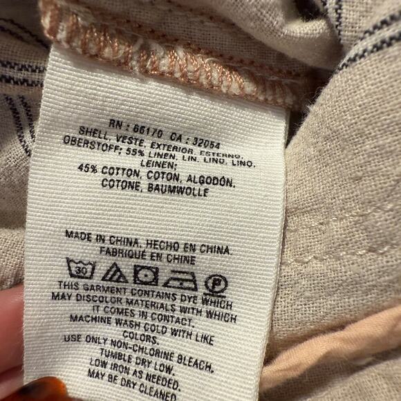 Anthropologie Seashore Pant Linen Blend Rope Tie Striped Women Small Casual Boho - Picture 6 of 8